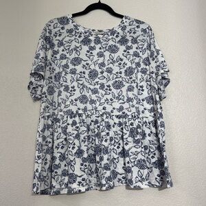 Navy blue and white top.